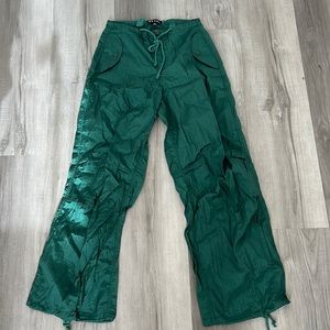 Motel Rocks Emerald Green Parachute Trousers